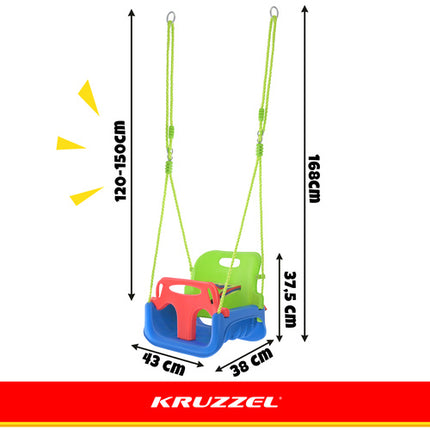 Kruzzel 3-in-1 Kinderschommel - Groeimodel - Groen/Blauw