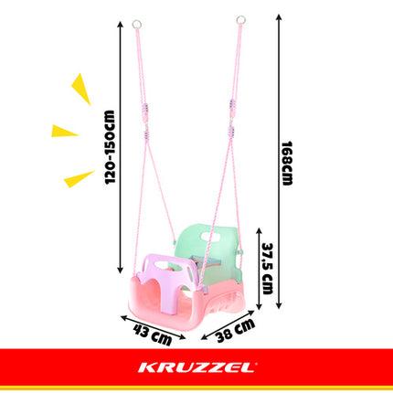 Kruzzel 3-in-1 Kinderschommel - Groeimodel - Pastel
