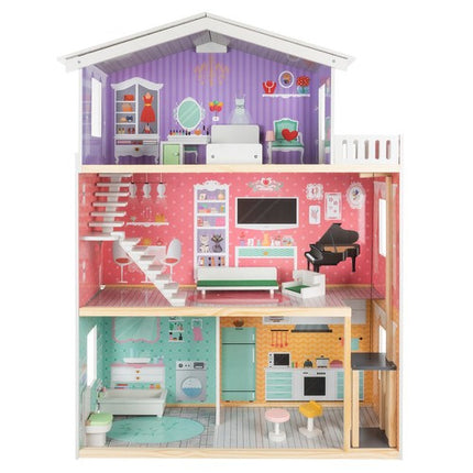 Kruzzel Groot Poppenhuis - 114 cm - Met Lift en Meubels
