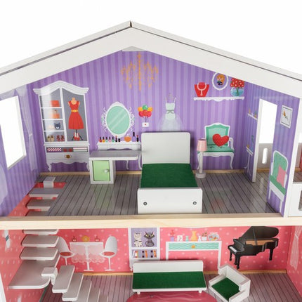 Kruzzel Groot Poppenhuis - 114 cm - Met Lift en Meubels