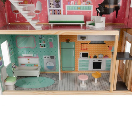 Kruzzel Groot Poppenhuis - 114 cm - Met Lift en Meubels