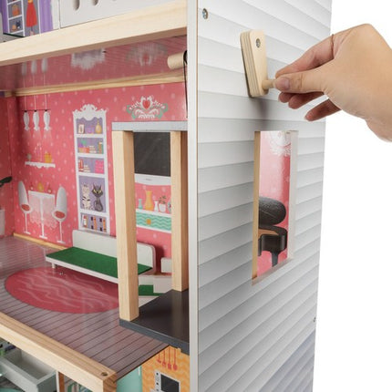 Kruzzel Groot Poppenhuis - 114 cm - Met Lift en Meubels