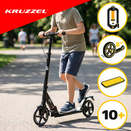 Kruzzel Hyperion B Step - 200 mm Wielen - Inklapbaar - Zwart/Wit