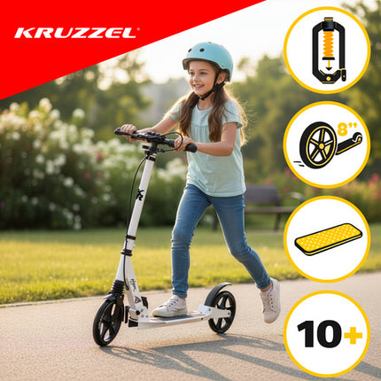 Kruzzel Hyperion Step - 200 mm Wielen - Inklapbaar - Zwart/Wit