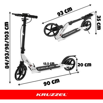 Kruzzel Hyperion Step - 200 mm Wielen - Inklapbaar - Zwart/Wit