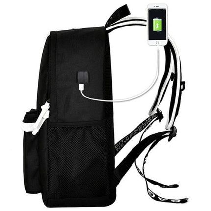 Kruzzel USB Rugzak met LED en Reflectie - 19L - Zwart - Voor School en Werk