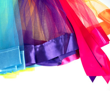 Kruzzel Eenhoorn Kostuumset - 3-Delig - Rokje, Vleugels & Hoofdband - Regenboog