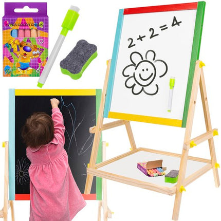 Kruzzel Dubbelzijdig Houten Tekenbord - Educatief Schoolbord