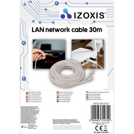 Izoxis LAN Netwerkkabel - 30 Meter - RJ45 - Zwart