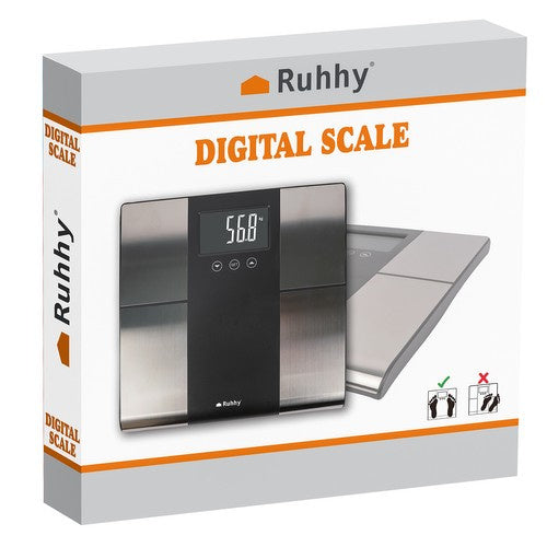 Ruhhy Analytische Badkamerweegschaal - Smart - 225 kg - Zwart