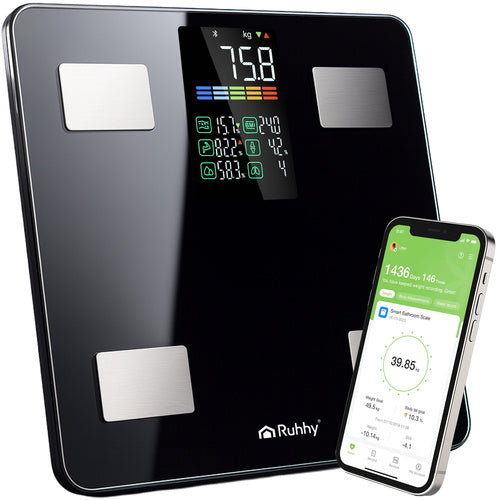 Ruhhy Analytische Badkamerweegschaal - Smart - 226 kg - Zwart