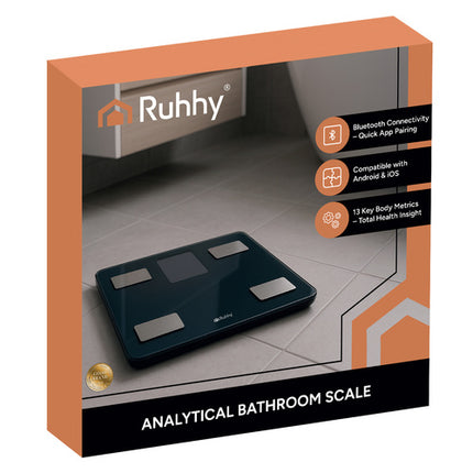 Ruhhy Analytische Badkamerweegschaal - Smart - 226 kg - Zwart