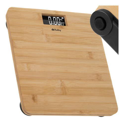 Ruhhy Bamboe Badkamerweegschaal - 180 kg - LCD Display - Hout