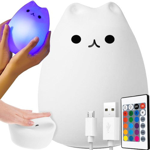 Izoxis LED Nachtlamp - Kitty - 16 Kleuren - Oplaadbaar - Siliconen