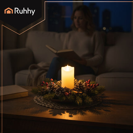 Ruhhy LED Grafkaars - 12,5 x 5 cm - Warm Wit - Vlammen-effect