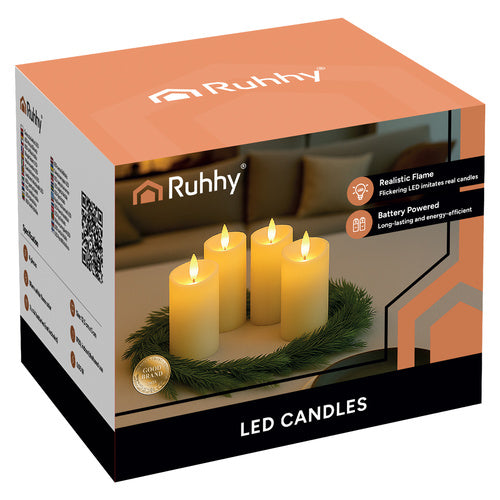 Ruhhy LED Grafkaarsjes - 4-delig - 12,5 x 5 cm - Warm Wit