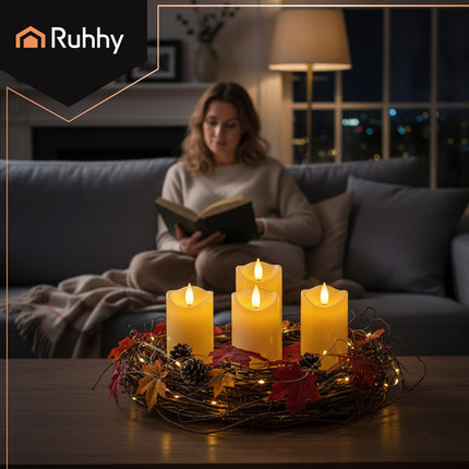 Ruhhy LED Grafkaarsjes - 4-delig - 12,5 x 5 cm - Warm Wit