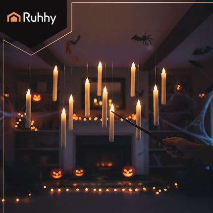 Ruhhy LED Kaarsen - 12 Stuks met Toverstaf - Zwevende Decoratie
