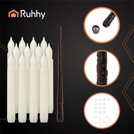 Ruhhy LED Kaarsen - 12 Stuks met Toverstaf - Zwevende Decoratie