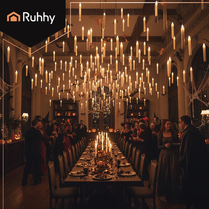 Ruhhy LED Kaarsen - 12 Stuks met Toverstaf - Zwevende Decoratie