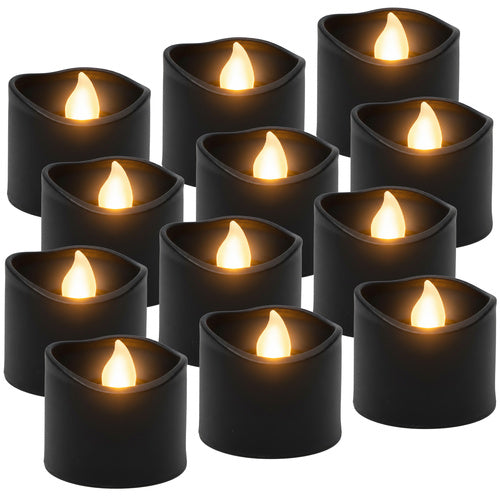 Ruhhy LED Kaarsen - 12 Stuks - 3,6 cm - Zwart - Vlammen-effect