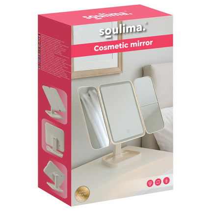 Soulima LED Make-up Spiegel - Opvouwbaar - 3-Delig - Met Vergroting