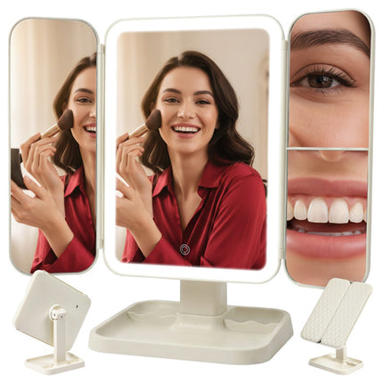 Soulima LED Make-up Spiegel - Opvouwbaar - 3-Delig - Met Vergroting