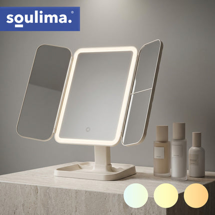 Soulima LED Make-up Spiegel - Opvouwbaar - 3-Delig - Met Vergroting
