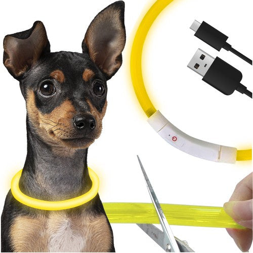 Purlov LED Lichtgevende Halsband - Oplaadbaar - Verstelbaar (20-70 cm) - Geel