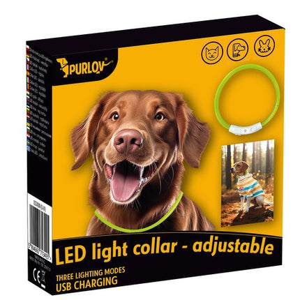 Purlov LED Lichtgevende Halsband - Oplaadbaar - Verstelbaar (20-70 cm) - Geel