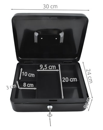 Malatec Grote Geldkist - 30 x 24 x 9 cm - Met Sleutelslot - Zwart