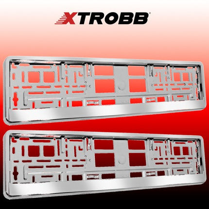 Xtrobb Kentekenplaathouder Set - 2 Stuks - Verchroomd - Universeel