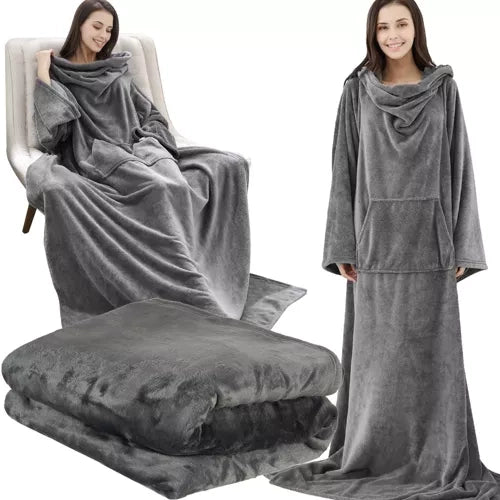 Ruhhy 22649 Deken-Badjas - XXL - Lichtgrijs - Warm & Comfortabel