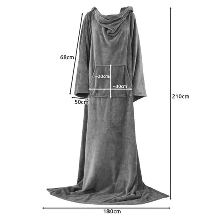 Ruhhy 22649 Deken-Badjas - XXL - Lichtgrijs - Warm & Comfortabel