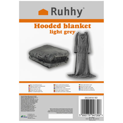 Ruhhy 22649 Deken-Badjas - XXL - Lichtgrijs - Warm & Comfortabel