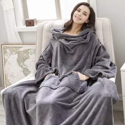 Ruhhy 22649 Deken-Badjas - XXL - Lichtgrijs - Warm & Comfortabel