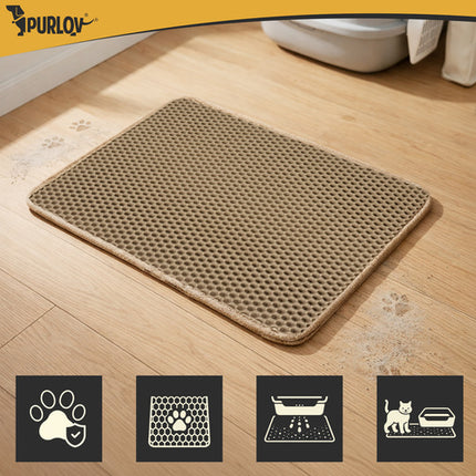 Purlov Kattenbakmat - 60 x 45 cm - Beige - Dubbellaags EVA-schuim
