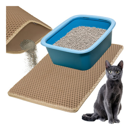 Purlov Kattenbakmat - 60 x 45 cm - Beige - Dubbellaags EVA-schuim