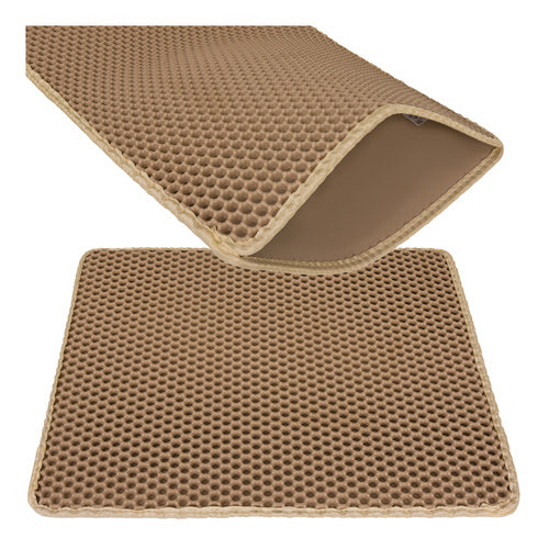Purlov Kattenbakmat - 60 x 45 cm - Beige - Dubbellaags EVA-schuim