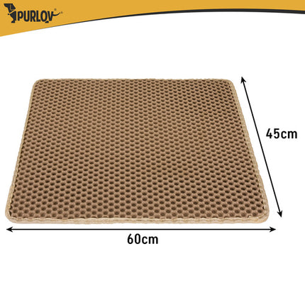 Purlov Kattenbakmat - 60 x 45 cm - Beige - Dubbellaags EVA-schuim