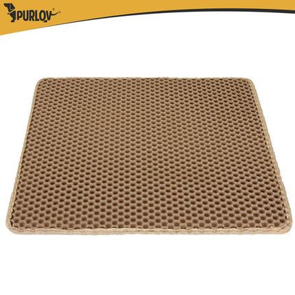 Purlov Kattenbakmat - 60 x 45 cm - Beige - Dubbellaags EVA-schuim