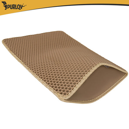 Purlov Kattenbakmat - 60 x 45 cm - Beige - Dubbellaags EVA-schuim