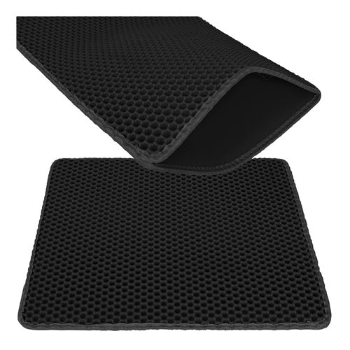 Purlov Kattenbakmat - 60 x 45 cm - Zwart - Dubbellaags EVA-schuim