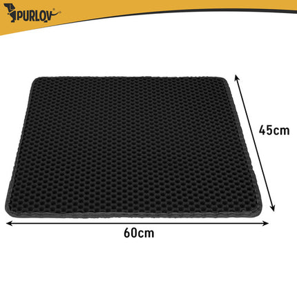 Purlov Kattenbakmat - 60 x 45 cm - Zwart - Dubbellaags EVA-schuim