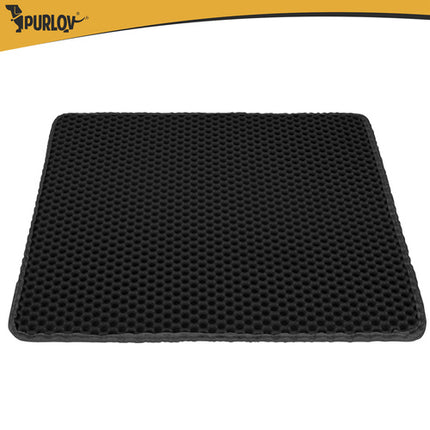 Purlov Kattenbakmat - 60 x 45 cm - Zwart - Dubbellaags EVA-schuim