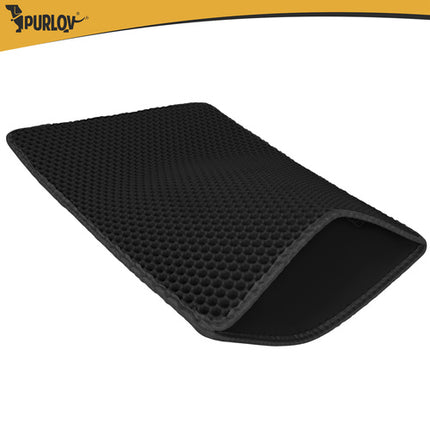 Purlov Kattenbakmat - 60 x 45 cm - Zwart - Dubbellaags EVA-schuim