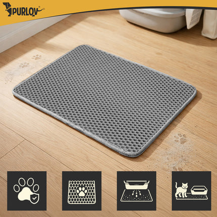 Purlov Kattenbakmat - 60 x 45 cm - Grijs - Dubbellaags EVA-schuim