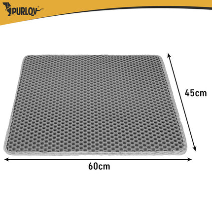 Purlov Kattenbakmat - 60 x 45 cm - Grijs - Dubbellaags EVA-schuim