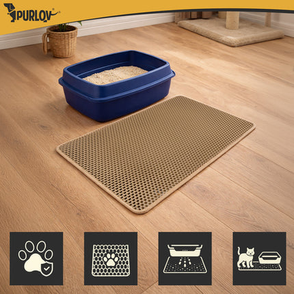 Purlov Kattenbakmat - 75 x 55 cm - Beige - Dubbellaags EVA-schuim