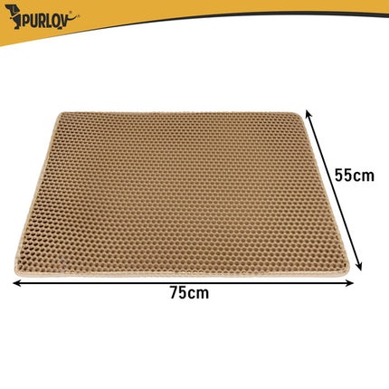Purlov Kattenbakmat - 75 x 55 cm - Beige - Dubbellaags EVA-schuim